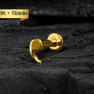 LABRET R/I TOPO OURO 18K + HASTE TIT PVD VÍRGULA - CO152 - Imagem 1