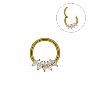 SEGMENTO CLICKER TITÂNIO PVD GOLD 5 PEDRAS MOD3 - Imagem 1