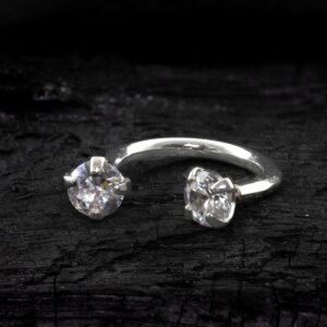 FERRADURA OURO 18K R/I C/ ZIRCÔNIA - BRANCO - Imagem 1