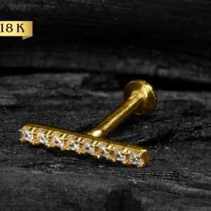 LABRET OURO 18K R/I BARRINHA C/ PEDRA - 1.2 X 8MM - CO280 - Imagem 1
