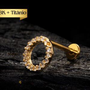 LABRET R/I TOPO OURO 18K + HASTE TIT PVD CÍRCULO - CO261G - Imagem 1