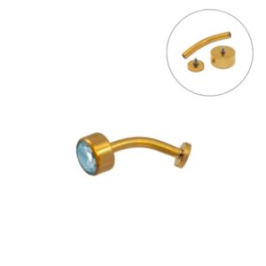 FLOATING NAVEL AÇO PVD GOLD R/I C/ ZIRCÔNIA - AZUL CLARO - Imagem 1