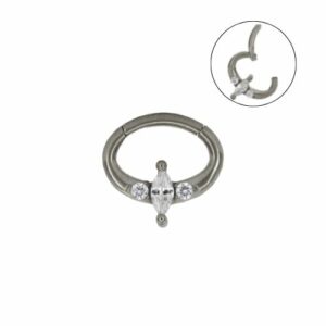 SEGMENTO CLICKER AÇO OVAL 3 PEDRAS - Imagem 1