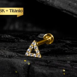 LABRET R/I TOPO OURO 18K + HASTE TIT PVD TRIÂNGULO - CO284 - Imagem 1