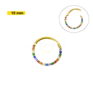 SEGMENTO CLICKER AÇO PVD GOLD FRONTAL MULTI COLORS - 10MM - Imagem 1