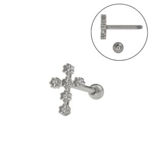 MICRO RETO CRUZ CRAVEJADA C155 - PRATA/ AÇO - Imagem 1