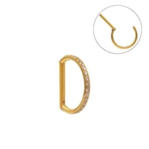 MEIA ARGOLA CLICKER TITÂNIO PVD GOLD COMPLETA CRAVEJ - 8MM - Imagem 1