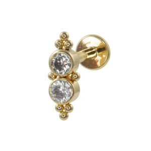 LABRET AÇO PVD GOLD R/I INDIANO C/ ZIRCÔNIA MOD3 - Imagem 1