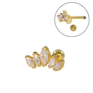 MICRO RETO CLUSTER C/ PEDRA C185 - BANHADO A OURO - Imagem 1