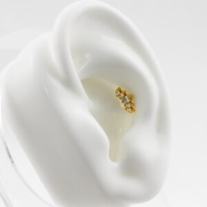 MICRO RETO CLUSTER C/ PEDRA C185 - BANHADO A OURO - Imagem 3