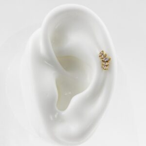 MICRO RETO CLUSTER C/ PEDRA C185 - BANHADO A OURO - Imagem 4