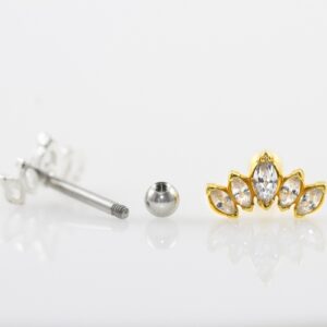 MICRO RETO CLUSTER C/ PEDRA C185 - BANHADO A OURO - Imagem 5