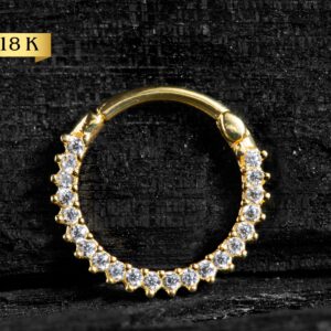 SEGMENTO CLICKER OURO 18K FRONTAL CRAVEJ - 1.2X 9MM - AAO19G - Imagem 1