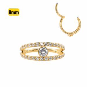 SEGMENTO CLICKER TITÂNIO PVD GOLD 2 FASES C/ PEDRA MOD3 8MM - Imagem 1