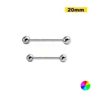 BARBELL TITÂNIO NATURAL - 1.6 X 20 X 5MM - Imagem 1