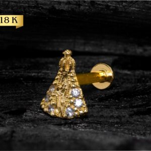 LABRET OURO 18K R/I NOSSA SENHORA - 1.2 X 8MM - CO275 ZIRC. - Imagem 1