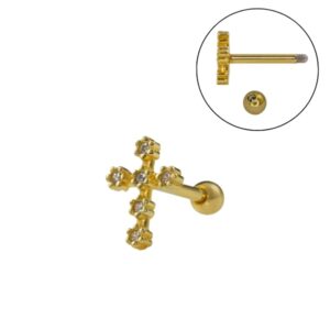 MICRO RETO CRUZ CRAVEJADA C155 - BANHADO A OURO - Imagem 1