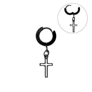ARGOLA CLICKER BLACK C/ CRUZ VAZADA - 7MM - Imagem 1