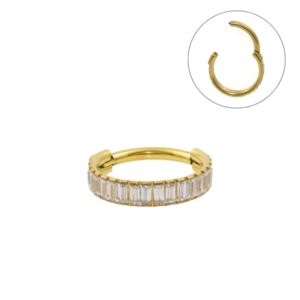 SEGMENTO CLICKER AÇO PVD GOLD C/ ZIRCÔNIA  - 10MM - Imagem 1