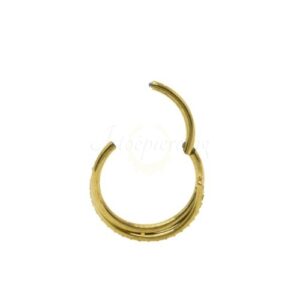 ARGOLA SEG. CLICKER TITÂNIO PVD GOLD INFINITO C/ PEDRA-10MM - Imagem 2
