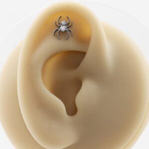 LABRET TITÂNIO R/I ARANHA C/ PEDRA - Imagem 2