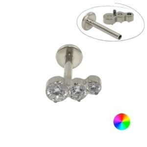 LABRET TITÂNIO R/I CLUSTER 3 PEDRAS MOD5 - Imagem 1
