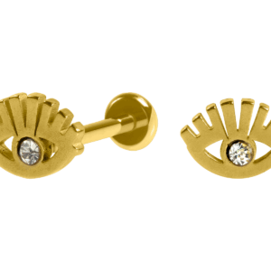 LABRET AÇO R/I OLHO C/ ZIRCÔNIA - PVD GOLD - Imagem 1