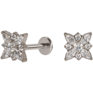 LABRET TITÂNIO R/I ROSA DOS VENTOS C/ ZIRCÔNIA - Imagem 1