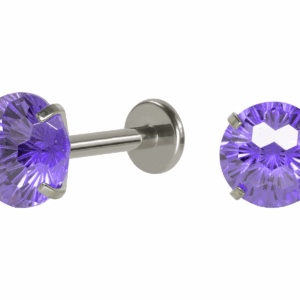 LABRET TITÂNIO R/I C/ ZIRCÔNIA LILÁS - 1.2 X 8 X 6MM - Imagem 1