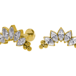 LABRET TITÂNIO PVD GOLD R/I CLUSTER INDIANO 5 PEDRAS - Imagem 1