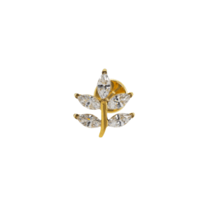 LABRET TITÂNIO PVD GOLD R/I FOLHA C/ ZIRCÔNIA - Imagem 1