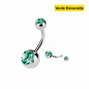BANANA BELL AÇO C/ STRASS 2 PEDRAS - VERDE ESMERALDA - Imagem 1