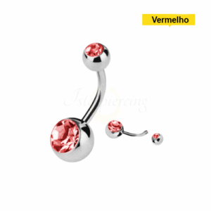 BANANA BELL AÇO C/ STRASS 2 PEDRAS - VERMELHO - Imagem 1