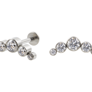 LABRET TITÂNIO R/I CLUSTER 5 PEDRAS -  CRISTAL - Imagem 1