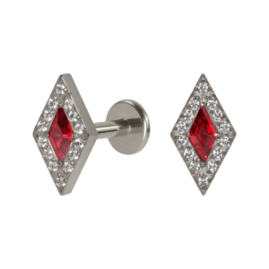 LABRET TITÂNIO R/I LOSANGO C/ ZIRCÔNIA VERMELHO - Imagem 1