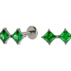 LABRET TITÂNIO R/I 2 ZIRCÔNIAS VERDE - Imagem 1