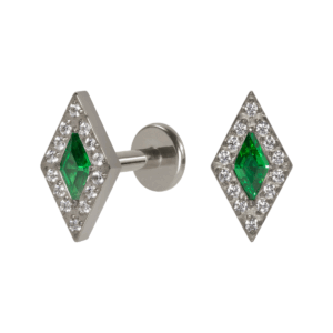 LABRET TITÂNIO R/I LOSANGO C/ ZIRCÔNIA VERDE - Imagem 1