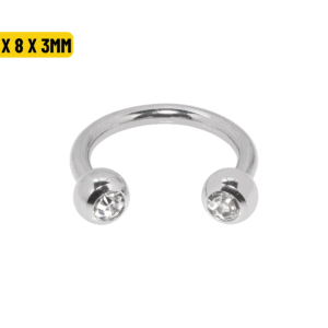 FERRADURA AÇO C/ STRASS - 1.2 X 8 X 3MM - Imagem 1