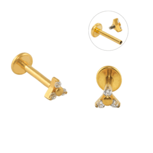 LABRET TITÂNIO R/I TRINITY C/ ZIRCÔNIA 4:3 - PVD GOLD - Imagem 1