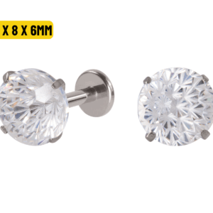 LABRET TITÂNIO R/I C/ ZIRCÔNIA - 1.2 X 8 X 6MM - Imagem 1