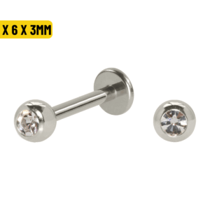 LABRET AÇO C/ STRASS - 1.2 X 6 X 3MM - Imagem 1