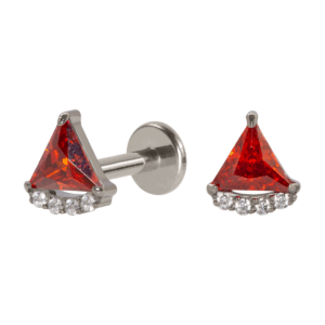 LABRET TITÂNIO R/I TRIÂNGULO C/ ZIRCÔNIA VERMELHO - Imagem 1
