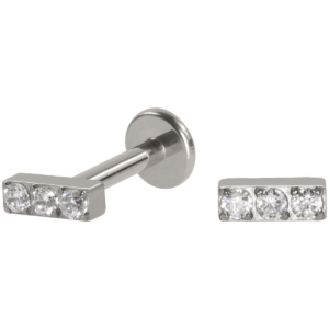 LABRET TITÂNIO PUSH PIN BARRA 3 PEDRAS - Imagem 1
