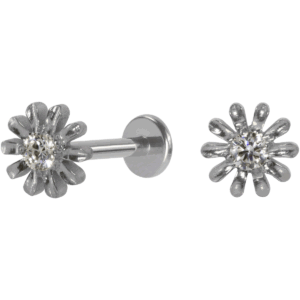 LABRET TITÂNIO R/I FLOR C/ ZIRCÔNIA - Imagem 1