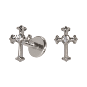 LABRET TITÂNIO R/I CRUZ C/ ZIRCÔNIA - Imagem 1
