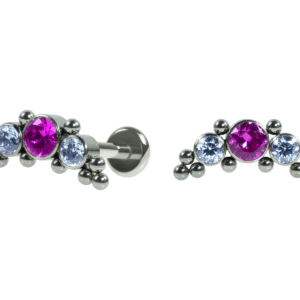 LABRET TITÂNIO R/I CLUSTER INDIANO C/ PEDRA - PINK - Imagem 1