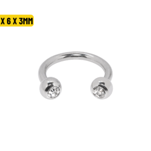 FERRADURA AÇO C/ STRASS - 1.2 X 6 X 3MM - Imagem 1