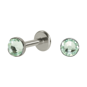 LABRET TITÂNIO R/I FLAT C/ ZIRCÔNIA VERDE - 1.2 X 8 X 4MM - Imagem 1