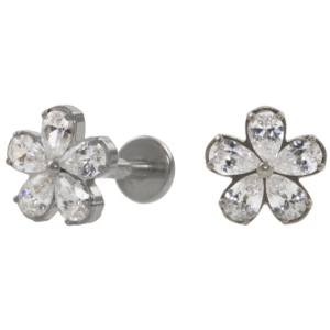 LABRET TITÂNIO R/I FLOR C/ ZIRCÔNIA - Imagem 1