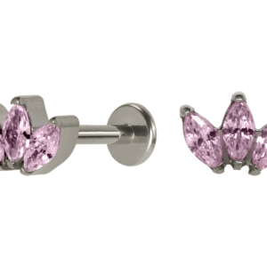 LABRET TITÂNIO R/I LÓTUS C/ PEDRA - ROSA - Imagem 1